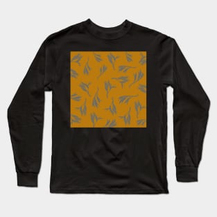 Harakeke Flax seed pods (Ochre and dark grey) Long Sleeve T-Shirt